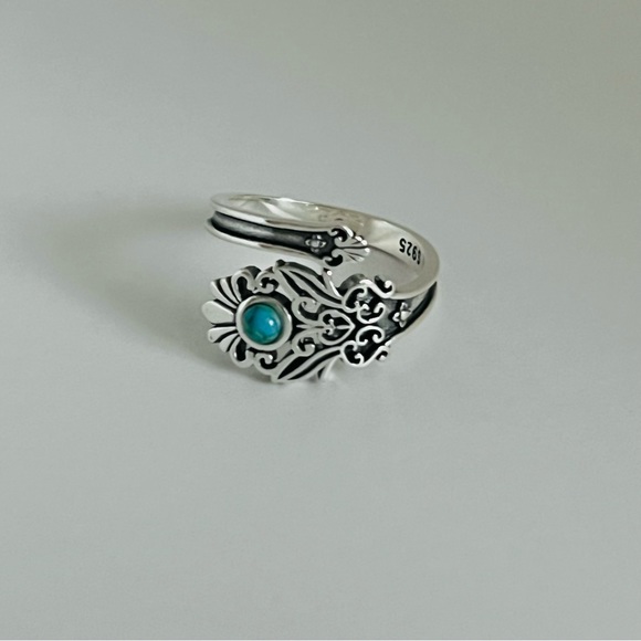 Sterling silver turquoise ring, wrap around ring, wrap around turquoise ring - Picture 10 of 15